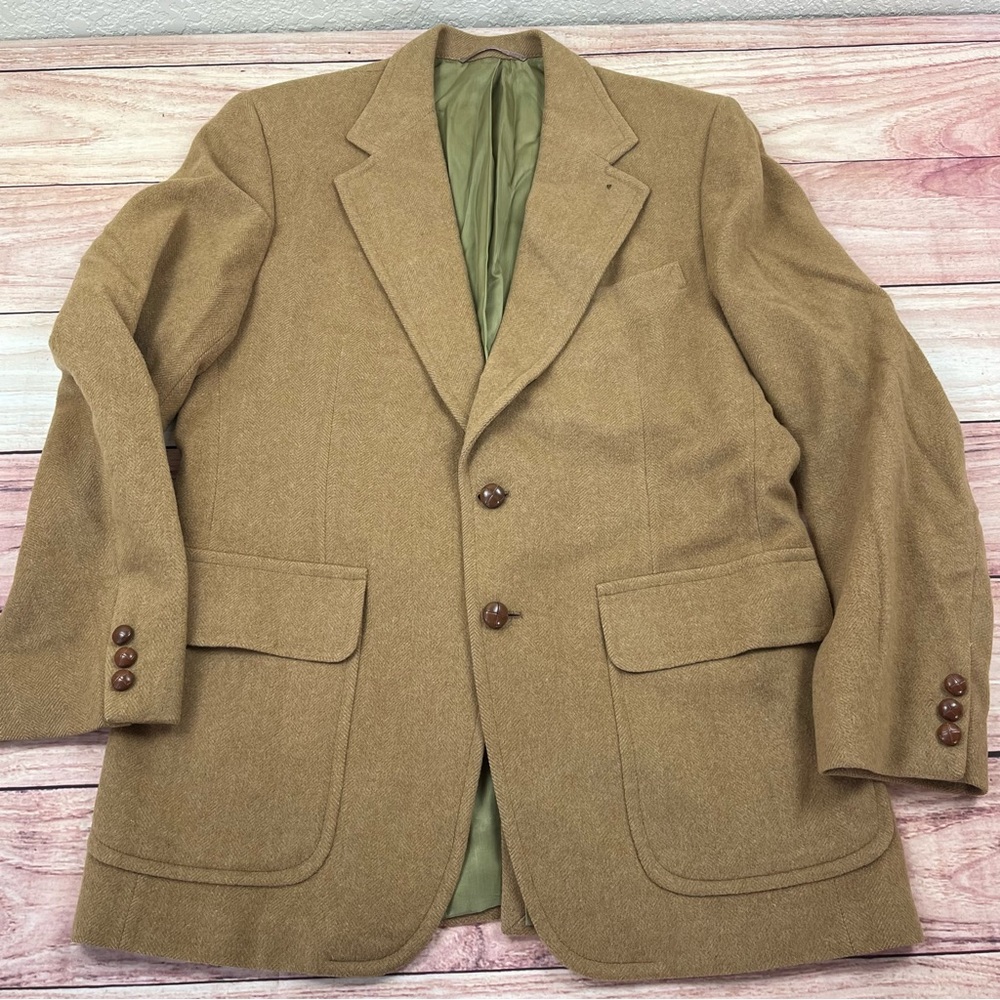 Vintage Saks Fifth Avenue Men's 100% Camel Hair Blazer Jacket Coat Size 40 FLAW